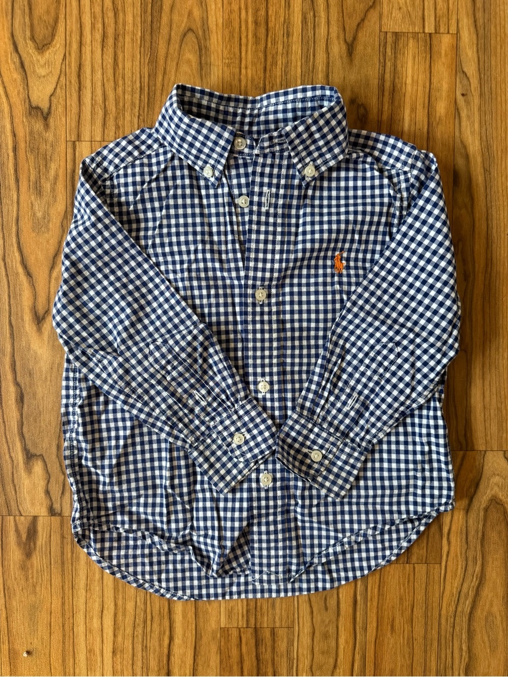 Ralph Lauren Navy and White Gingham Button-Down Shirt